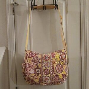 Vera Bradley yellow and pink boho design quilted messenger bag diaper bag